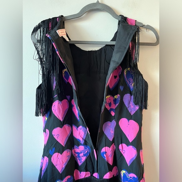 VERSACE X H&M 100% Silk Pink Heart Fringe Mini Dress - 6 - Picture 7 of 11